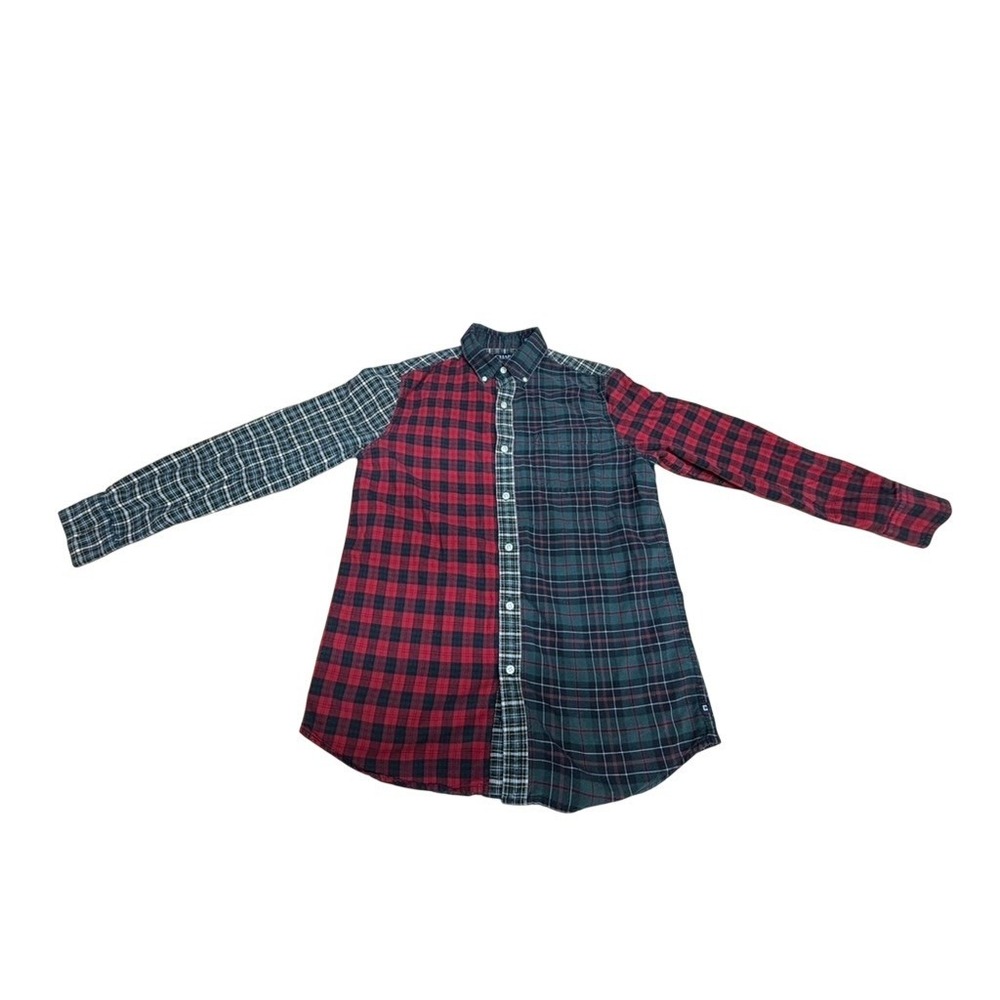 "Chaps"‎ Plaid Patchwork Button Down Shirt Women S Long Sleeve Casual Red Green
